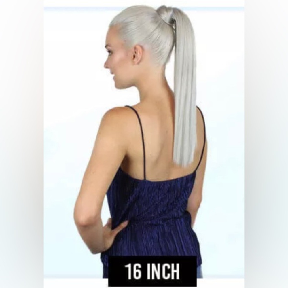 16” ZALA 100% Human Hair ice blonde ponytail extension